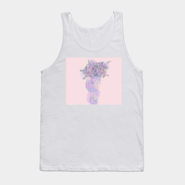 watercolor girl holding flowers Tank Top by breerawls